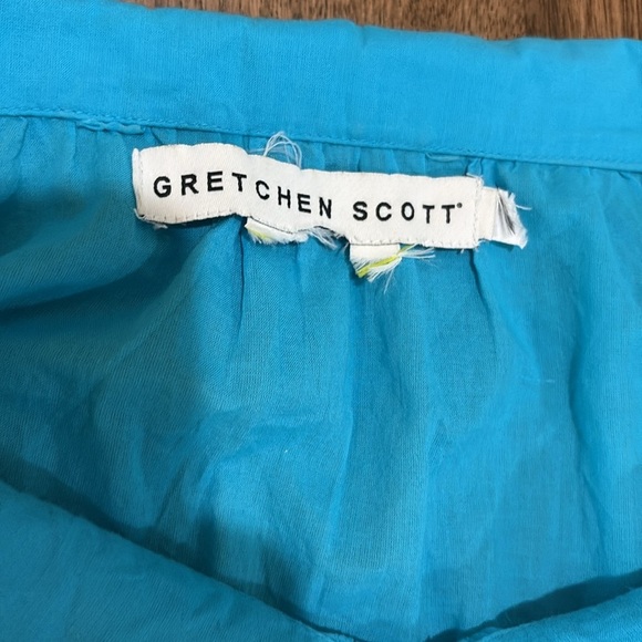 Gretchen Scott Twombly Floral Embroidered Top Size XLarge blue green - Picture 3 of 9